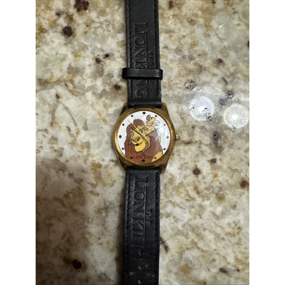 Timex Disney Lion King Quartz Watch Unisex Gold Tone Leather Analog New Battery